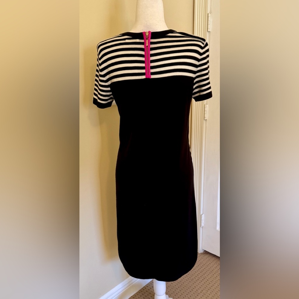Designer Eliza J sweater dress, size 8 black and white stripe